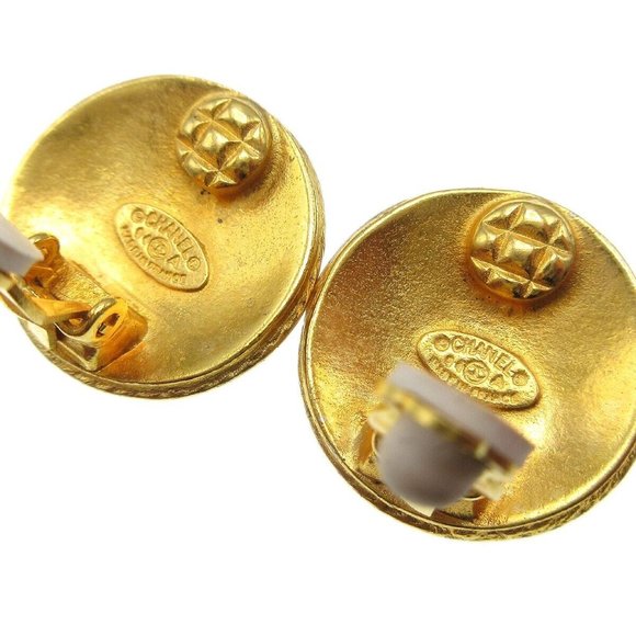 Chanel Button Earrings Gold Clip-On 94A 28574 - Picture 5 of 5